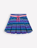 Pleated Jersey Skort-Navy Rainbow Stripe
