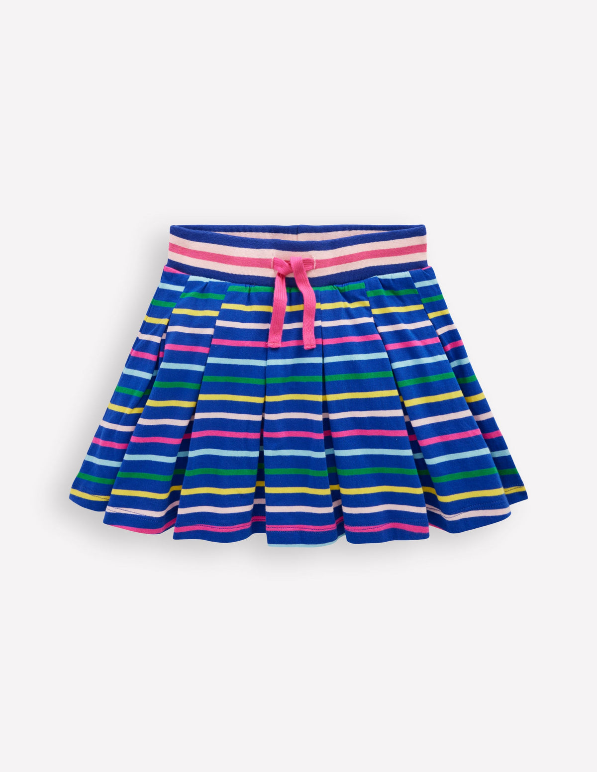 Pleated Jersey Skort-Navy Rainbow Stripe - Image 1