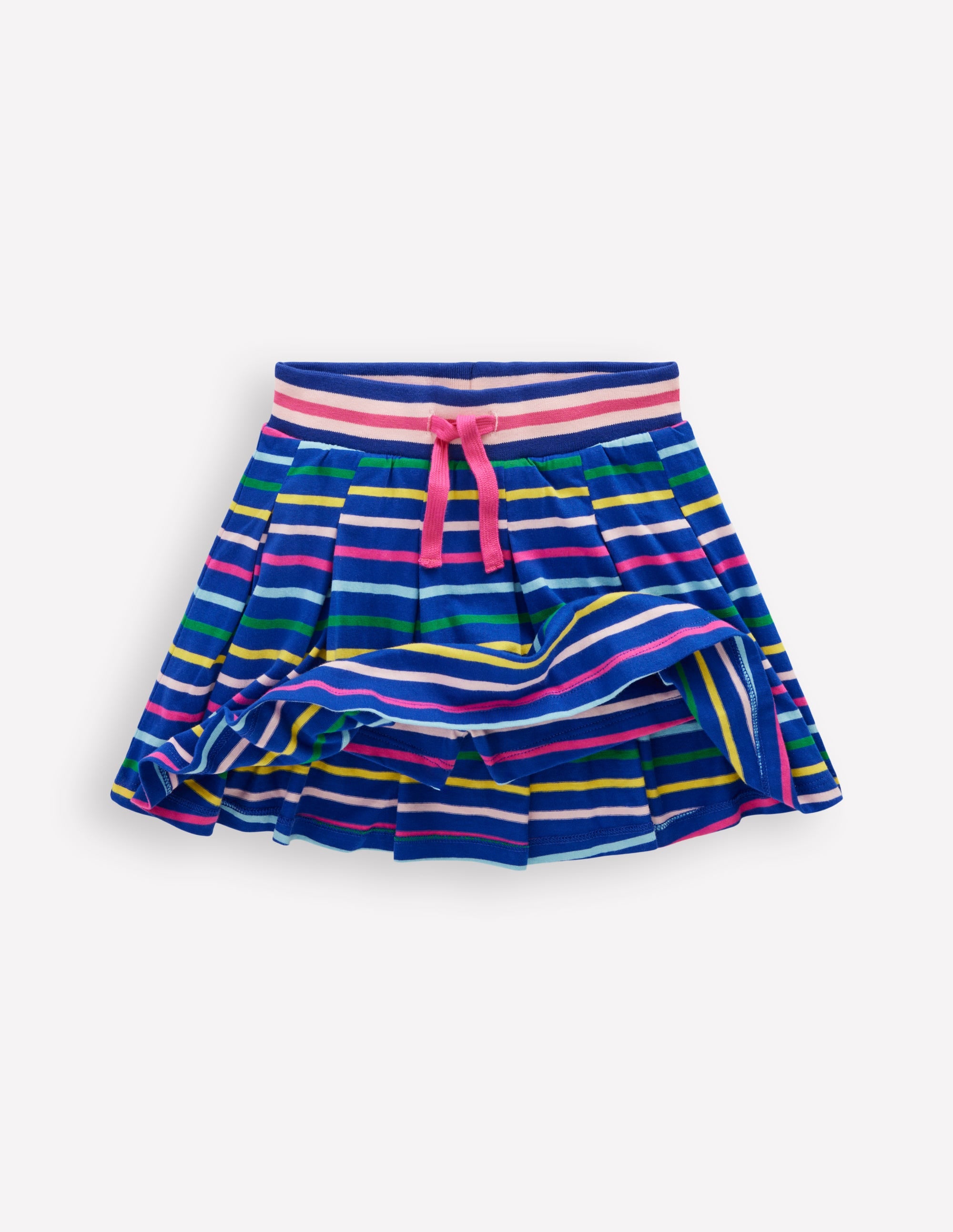 Pleated Jersey Skort-Navy Rainbow Stripe - Image 4