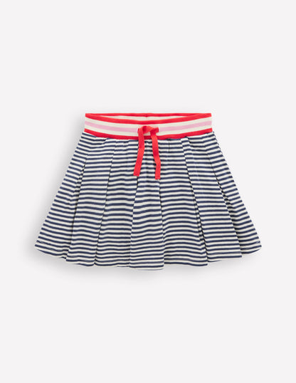 Pleated Jersey Skort-Navy Stripe-2