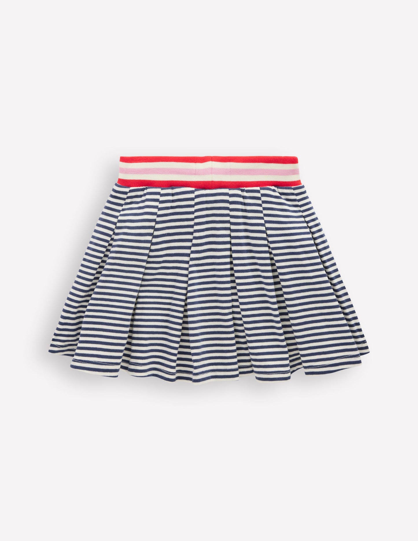 Pleated Jersey Skort-Navy Stripe
