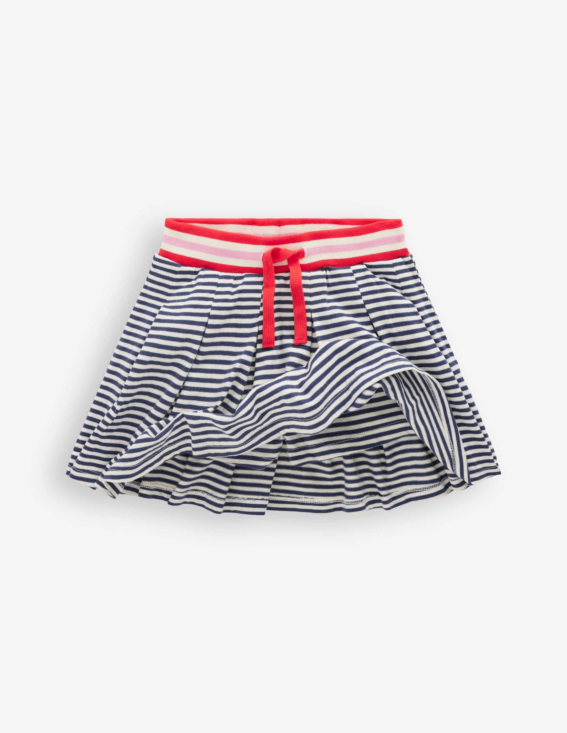 Pleated Jersey Skort-Navy Stripe-5