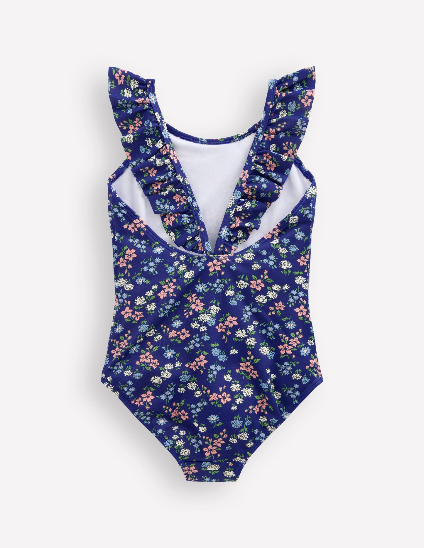 Hallie Frill Strap Swimsuit-Sapphire Blue Meadow Floral