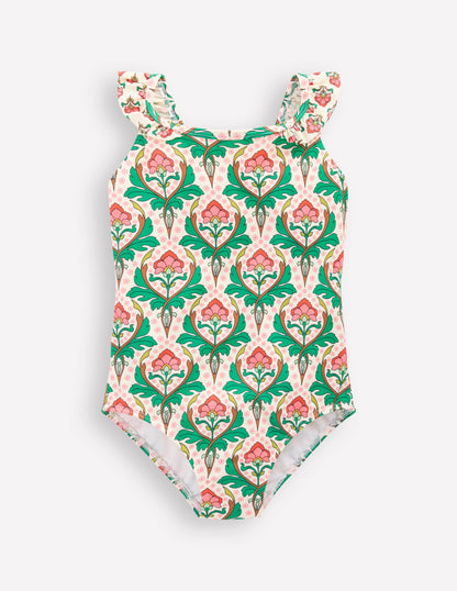 Hallie Frill Strap Swimsuit-Multi Woodblock Floral-1