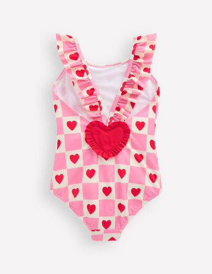 Hallie Frill Strap Swimsuit-Bubblegum Pink Heart Stamp-2