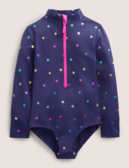 Long-Sleeved Swimsuit-Rainbow Foil Confetti Spot-1