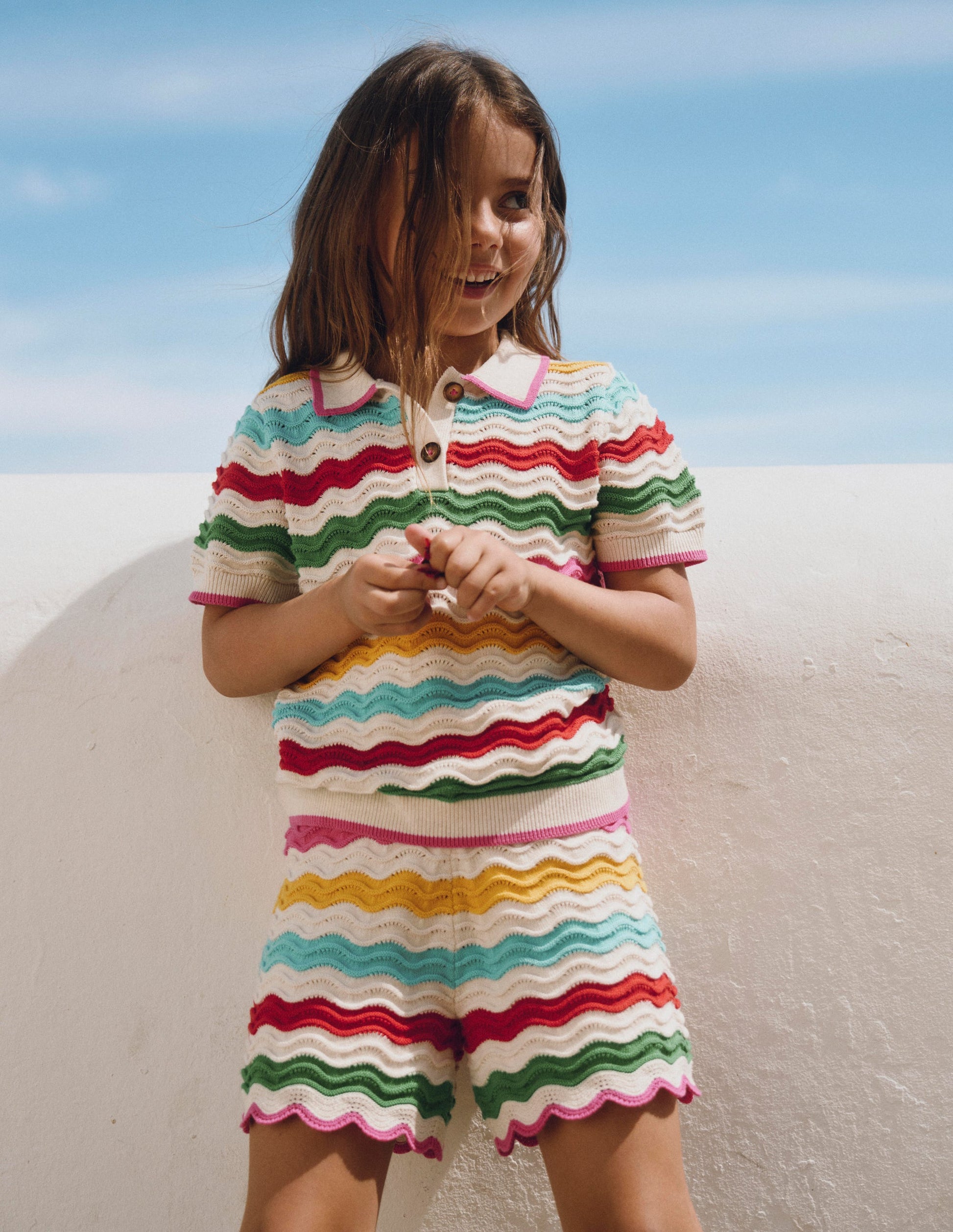 Knitted Shorts-Ivory Multi Rainbow-4