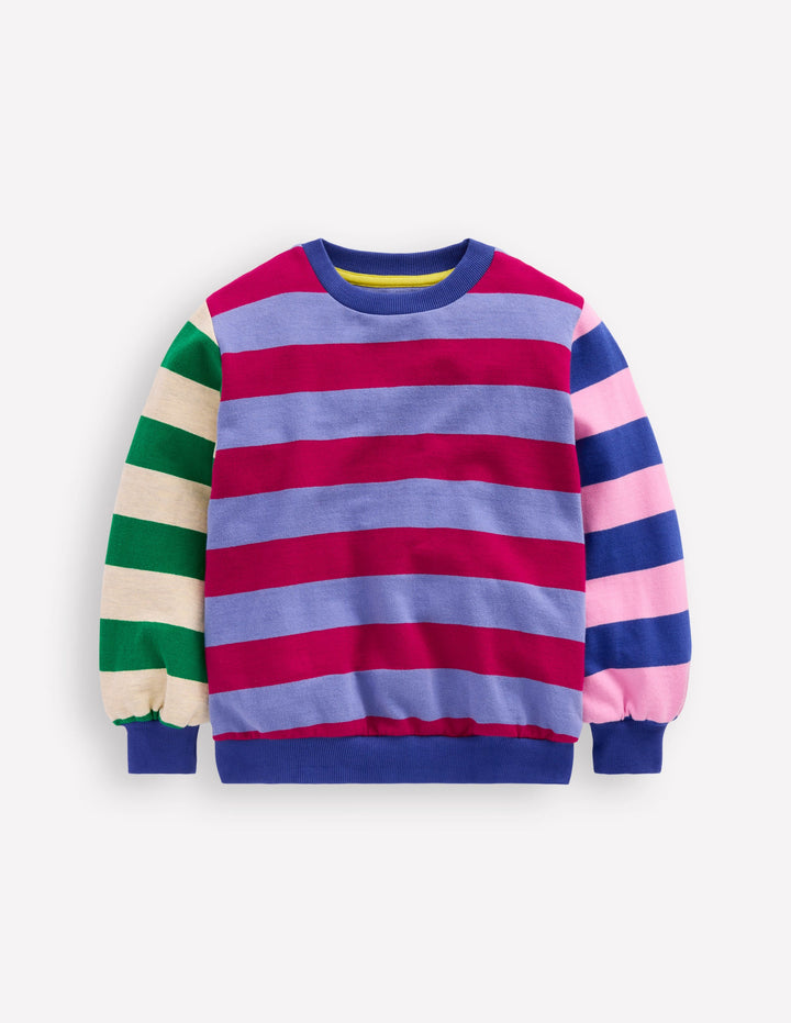 Printed Sweatshirt-Multi Hotch Potch Stripe