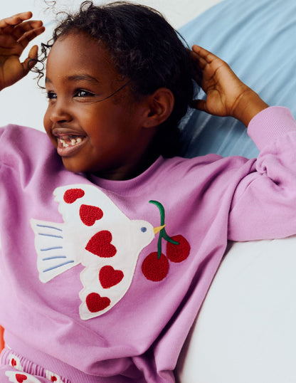 Bobbie Appliqué Sweatshirt-Purple Doves-1