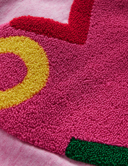 Bobbie Appliqué Sweatshirt-Pink Marl Love-3