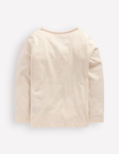 Long Sleeve Bouclé T-shirt-Oatmeal Marl Rollerskate-2