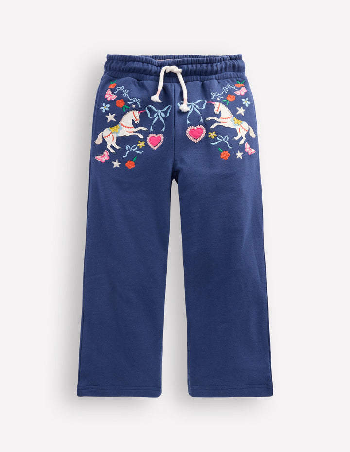 Bobbie Appliqué Joggers-Navy Unicorns