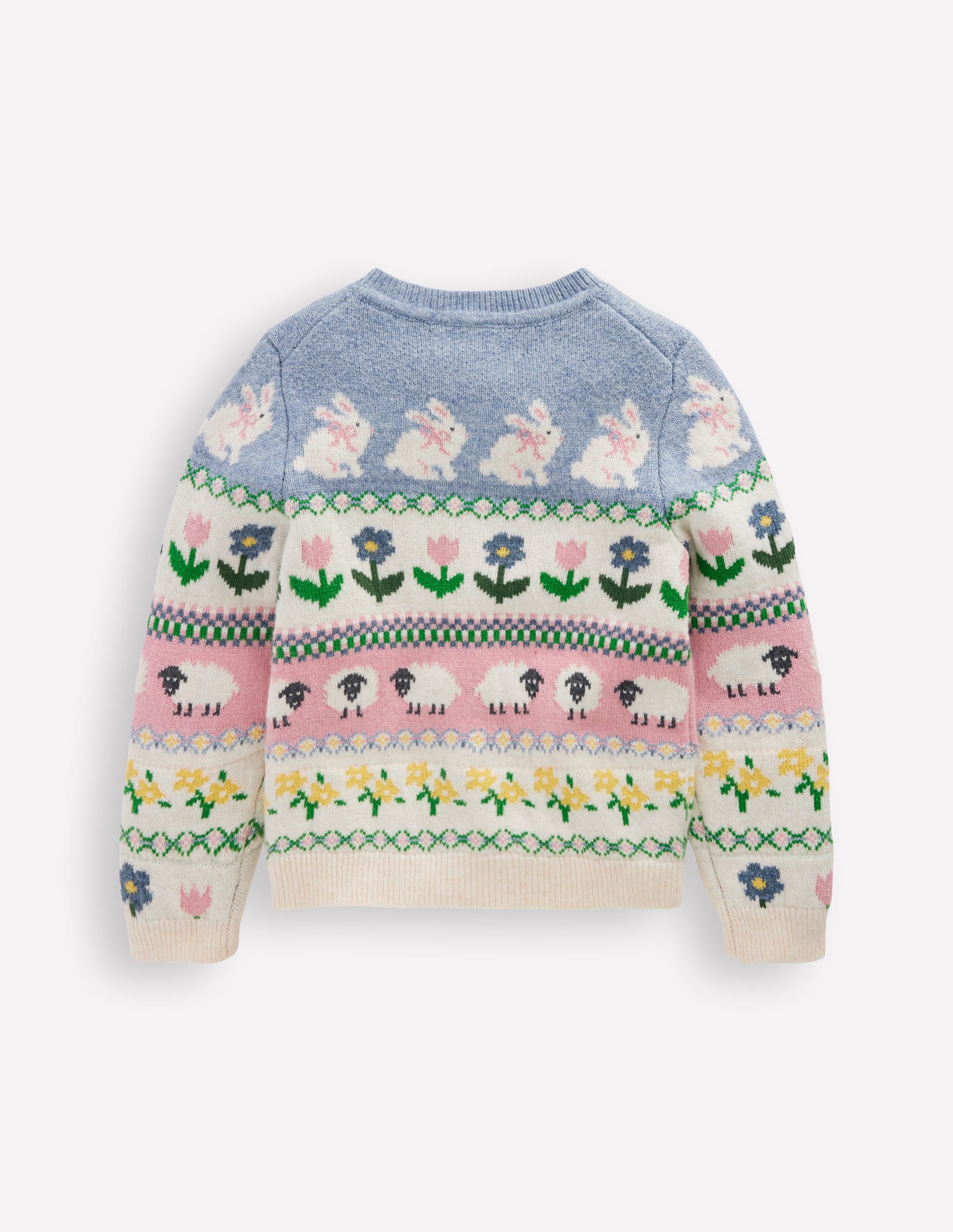 Edie Fair Isle Cardigan-Glacier Blue Bunny Fair Isle - Image 3