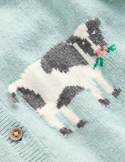 Fun Logo Cardigan-Georgian Blue Easter Motifs-4