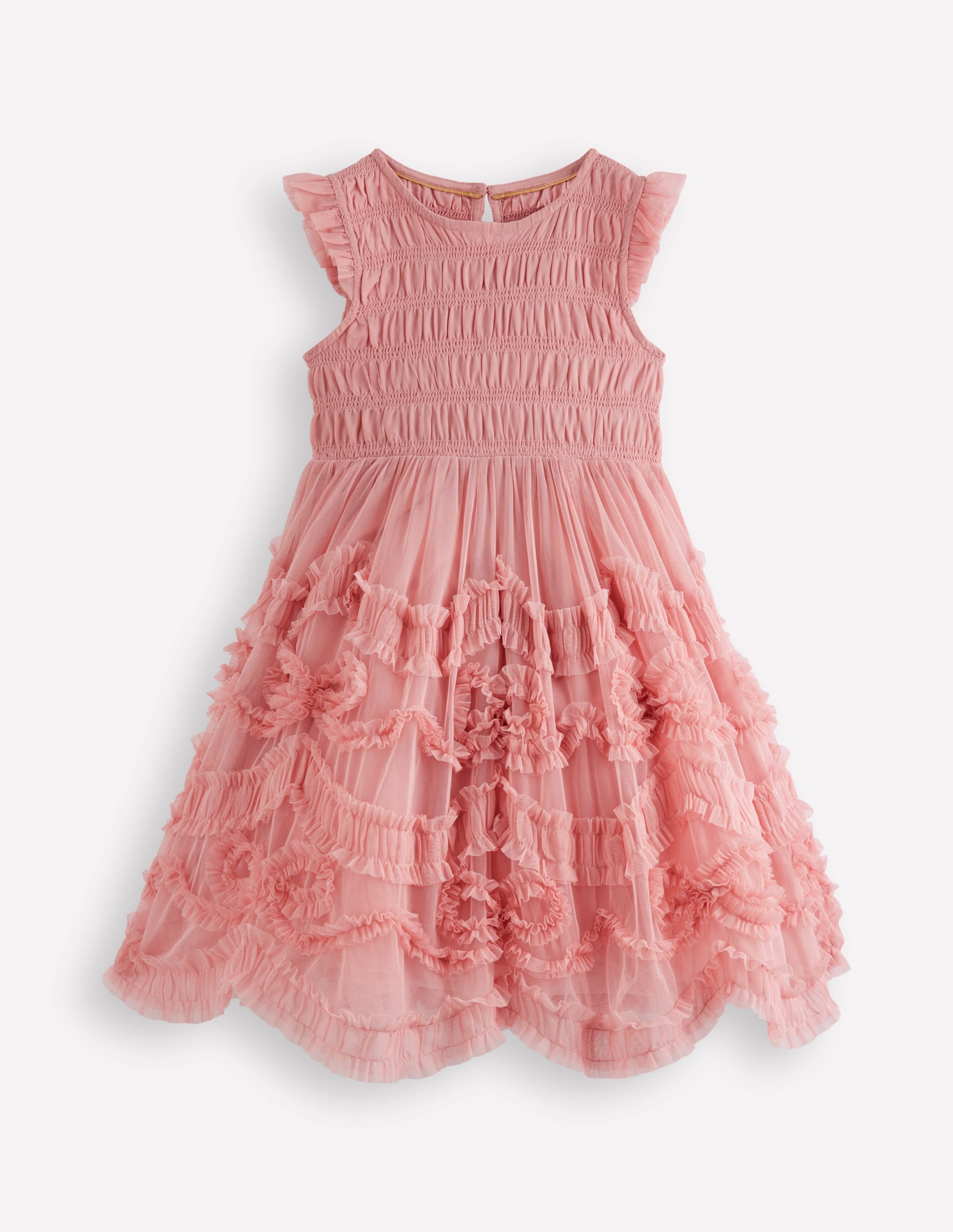 Tulle Ruffle Occasion Dress-Almond Pink - Image 1