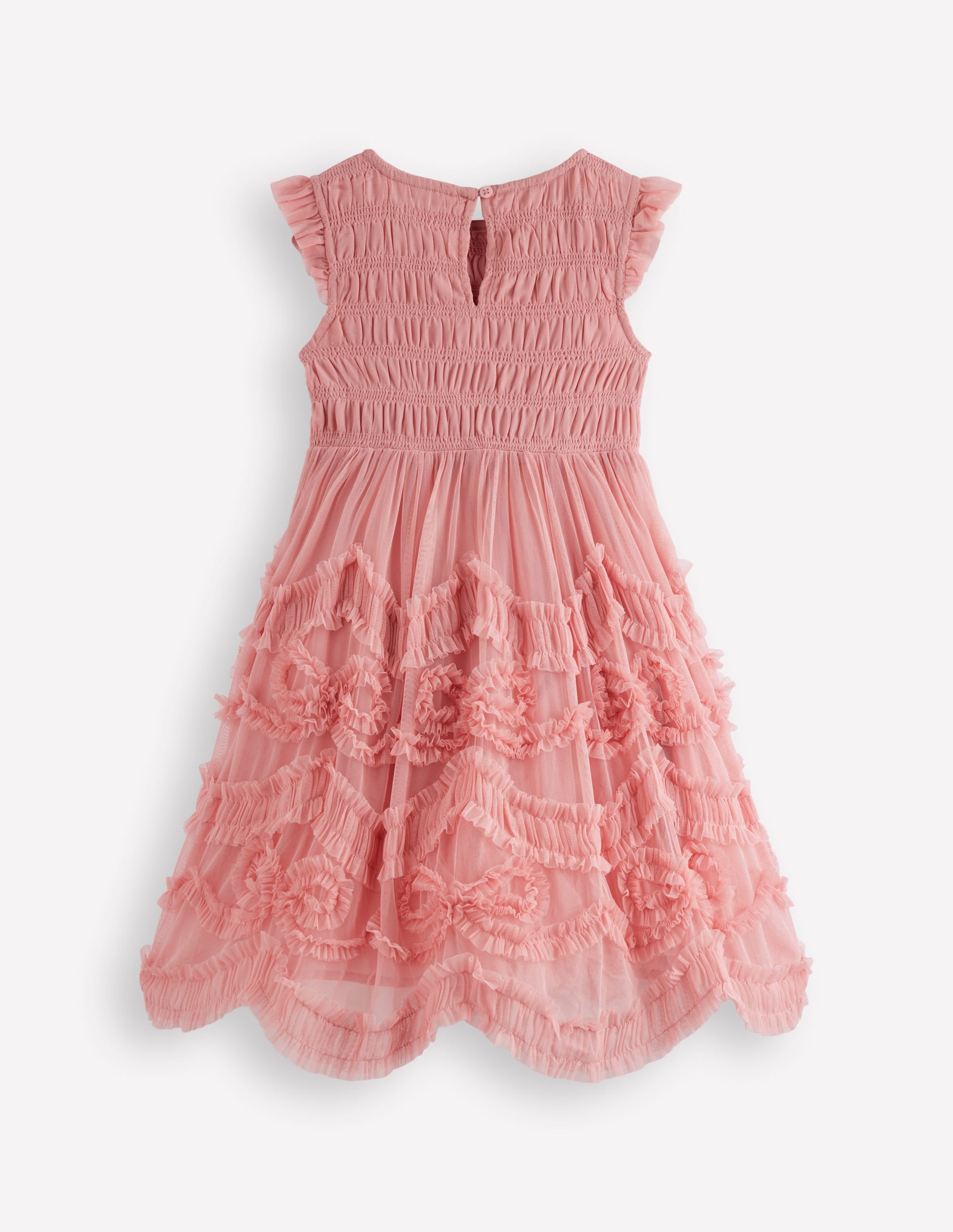 Tulle Ruffle Occasion Dress-Almond Pink - Image 2