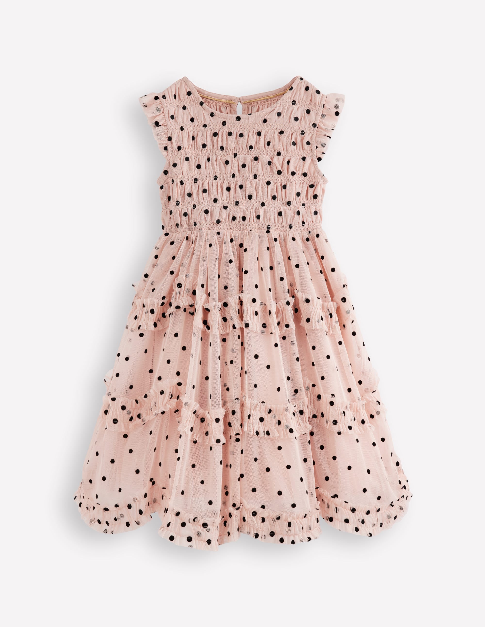 Tulle Ruffle Occasion Dress-Rose Smoke Flock Spot - Image 4