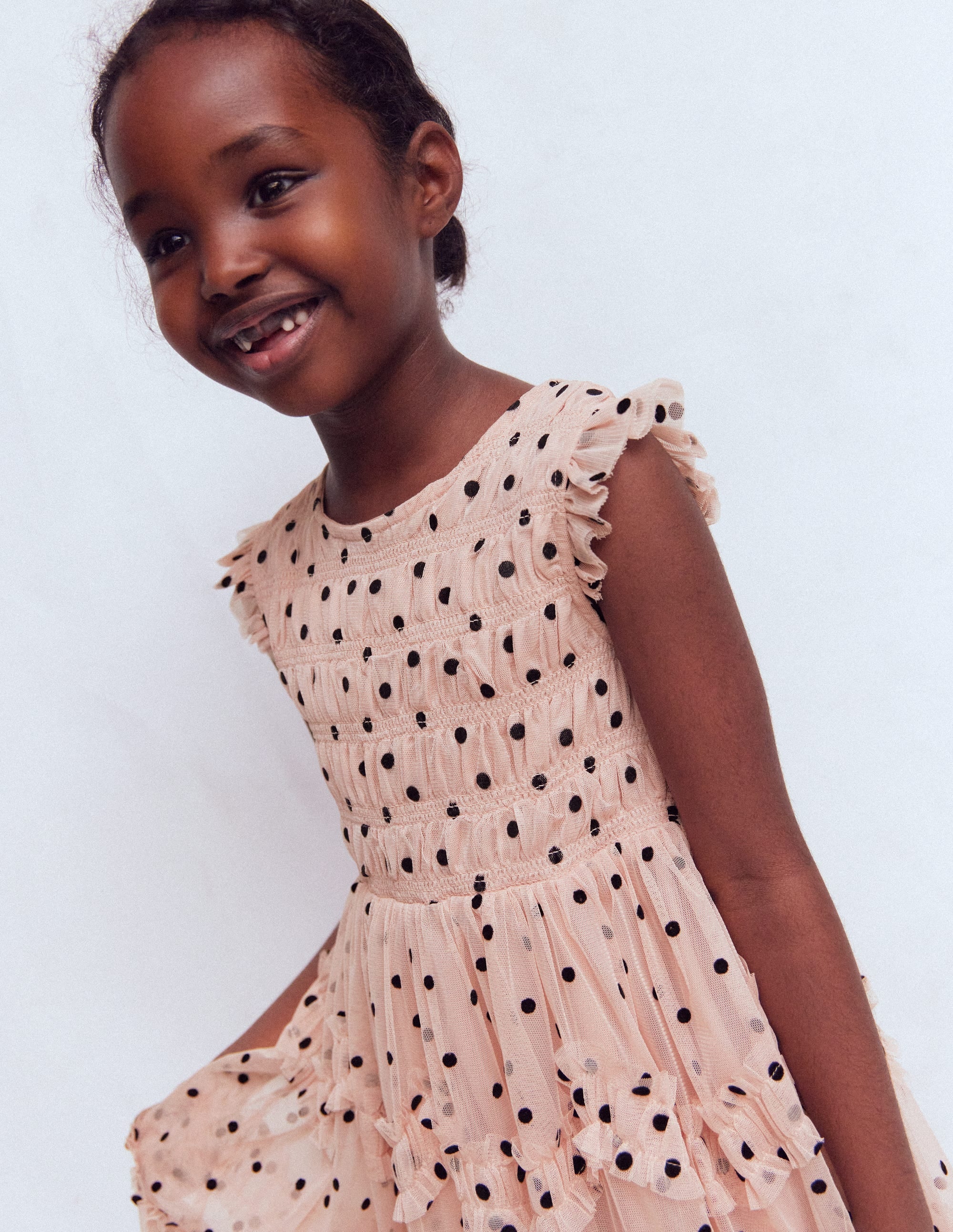 Tulle Ruffle Occasion Dress-Rose Smoke Flock Spot - Image 2