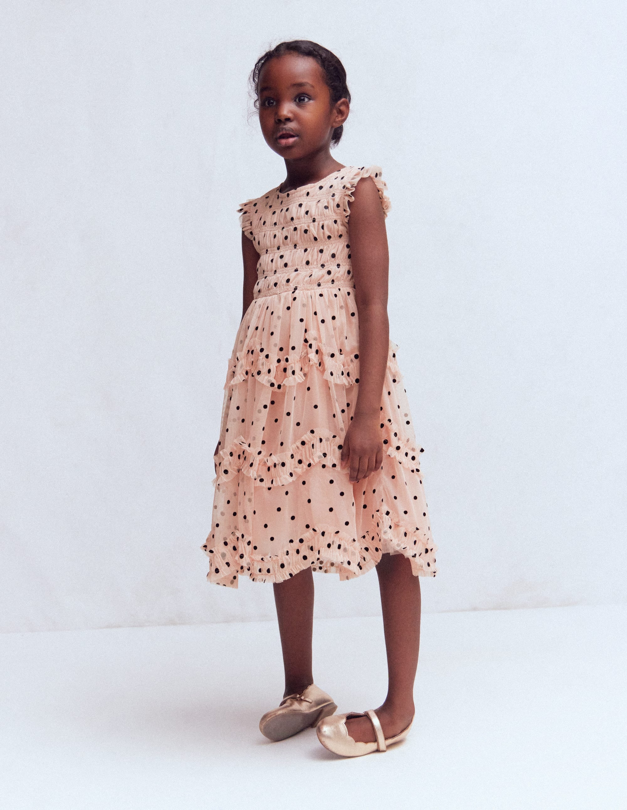 Tulle Ruffle Occasion Dress-Rose Smoke Flock Spot - Image 3