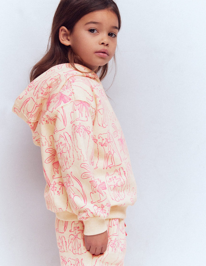 Printed Hoodie-Oatmeal Pets