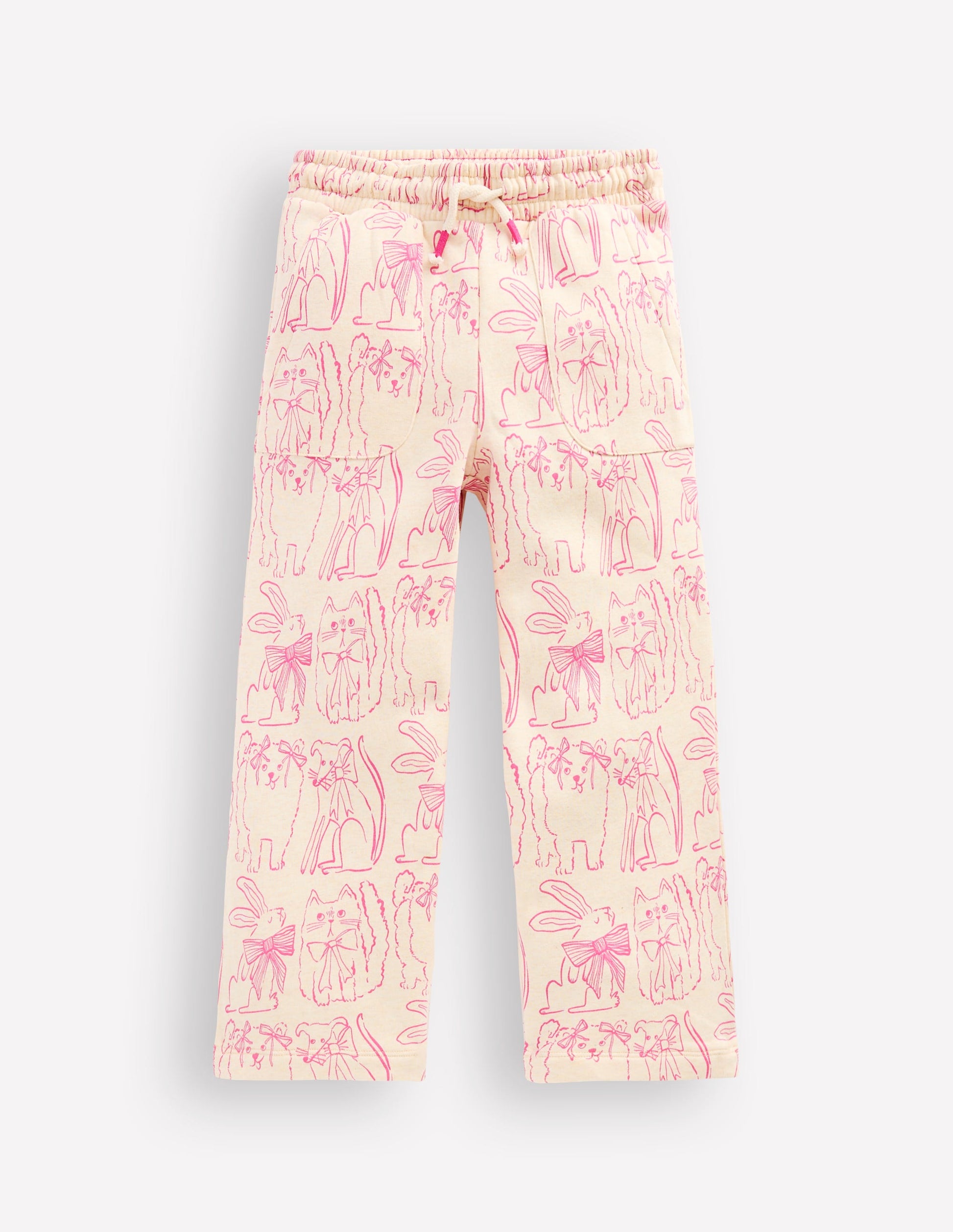 Wide Leg Printed Jogger-Oatmeal Cats-4