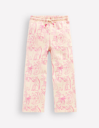 Wide Leg Printed Jogger-Oatmeal Cats-4