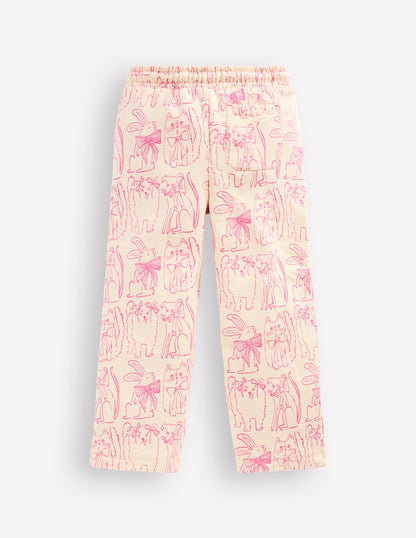 Wide Leg Printed Jogger-Oatmeal Cats-5
