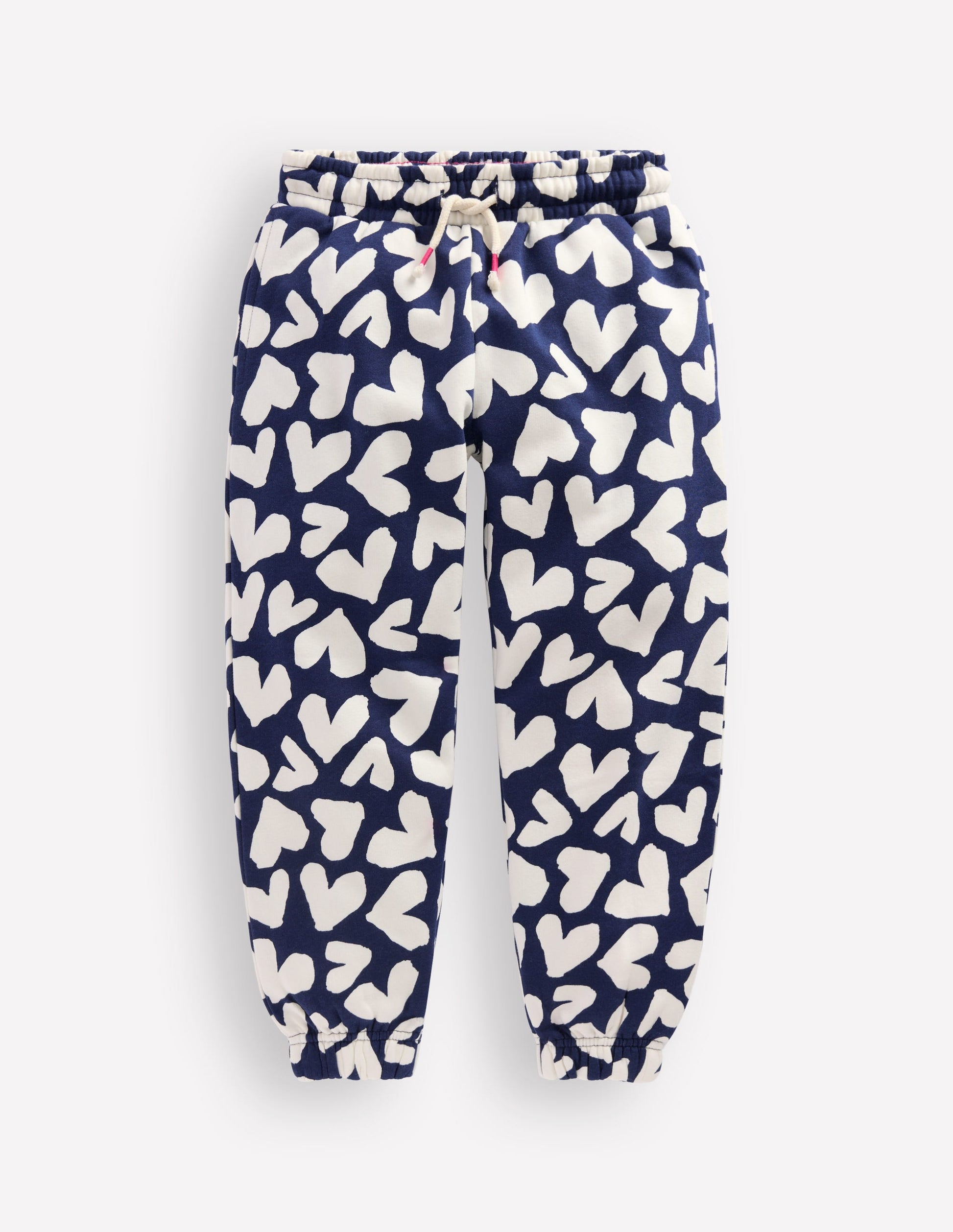 Printed Cosy Joggers-Navy Hearts-1