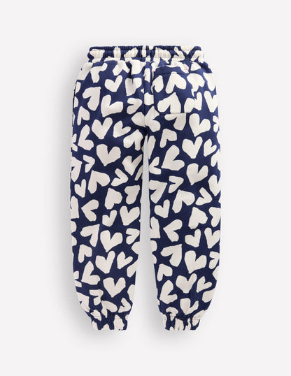 Printed Cosy Joggers-Navy Hearts-2