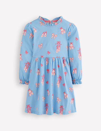 Blouson Sleeve Jersey Dress-Pale Blue Ballet Shoes-3