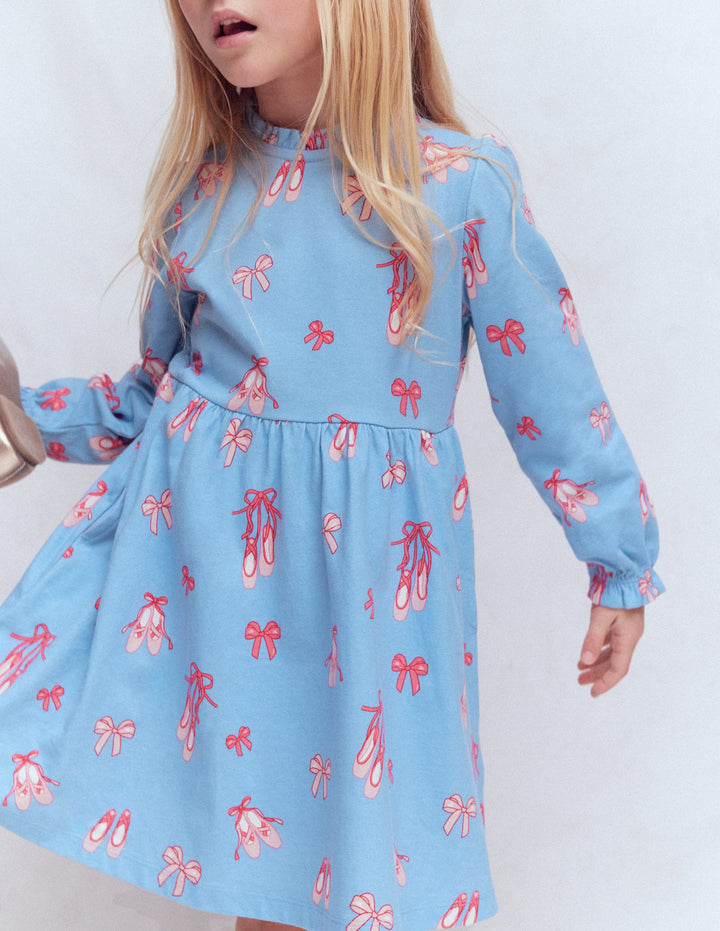 Blouson Sleeve Jersey Dress-Pale Blue Ballet Shoes