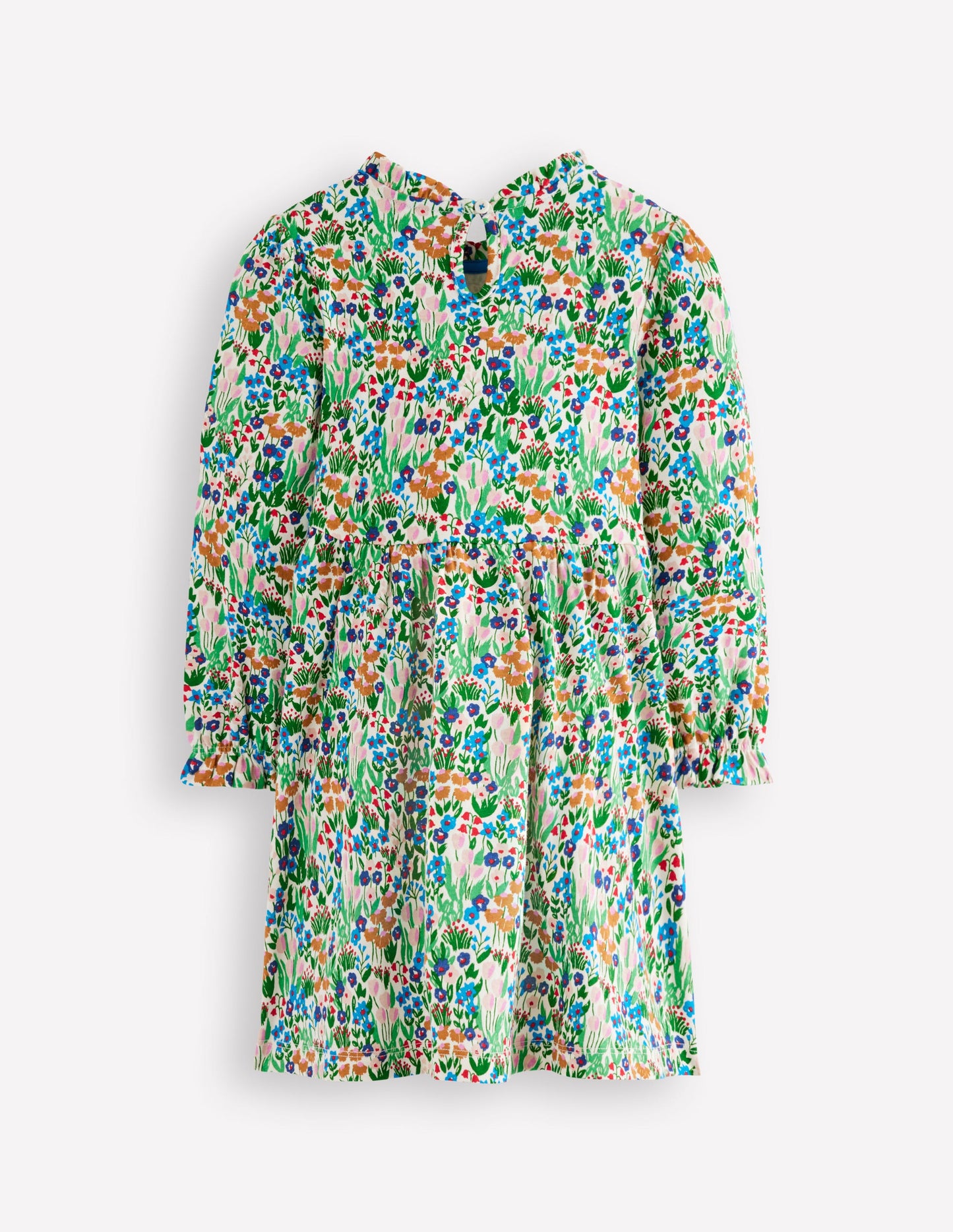 Blouson Sleeve Jersey Dress-Kingfisher Spring Flowerbed