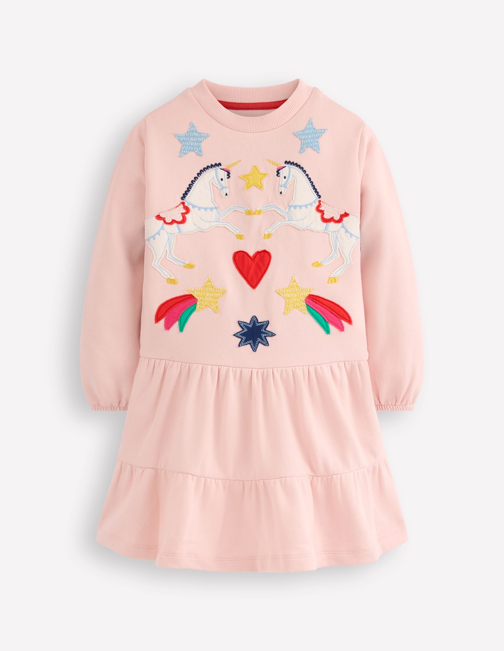 Drop Waist Sweatshirt Dress-Chalk Pink Appliqué - Image 1