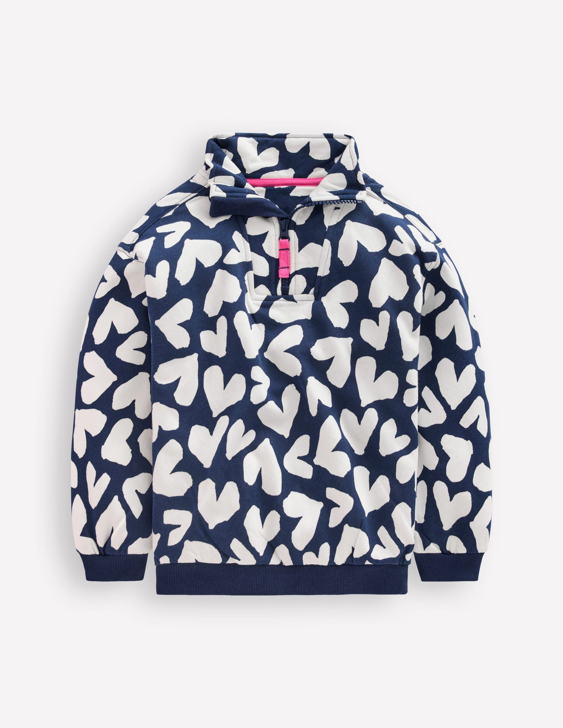 Half-zip Sweatshirt-Navy Hearts-1