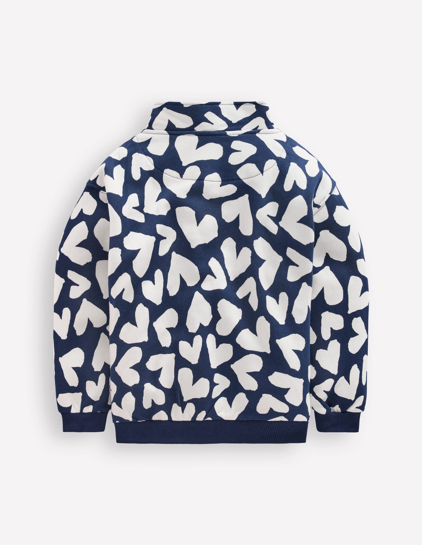 Half-zip Sweatshirt-Navy Hearts