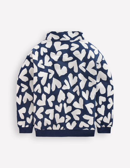 Half-zip Sweatshirt-Navy Hearts-2