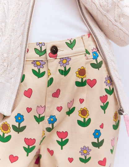 Pleat Jeans-Ivory Sunflower Garden-3