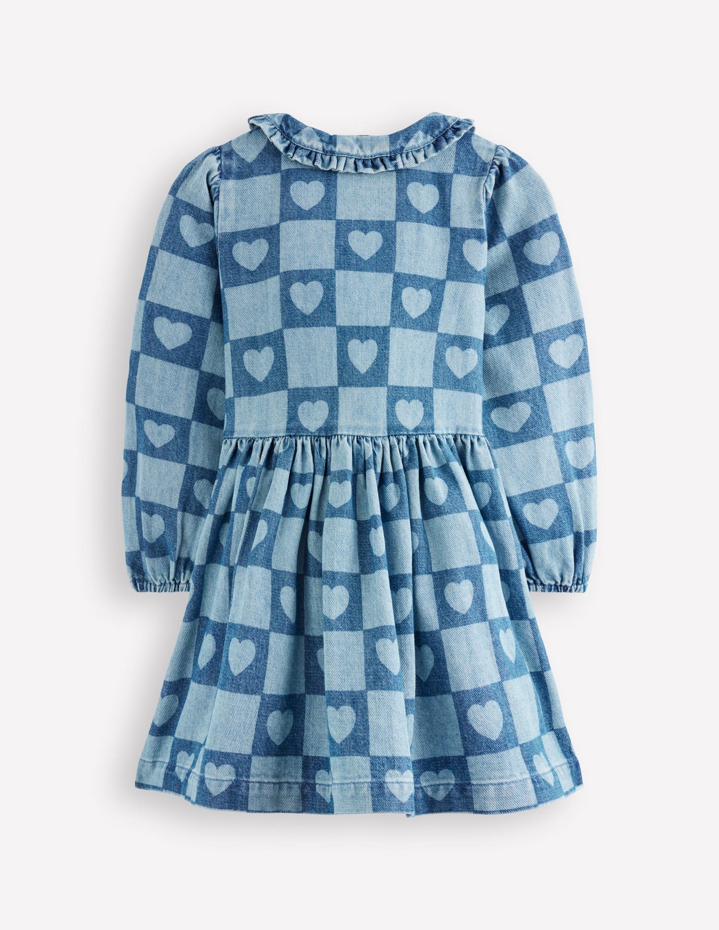 Pretty Shirt Dress-Denim Heart Stamp