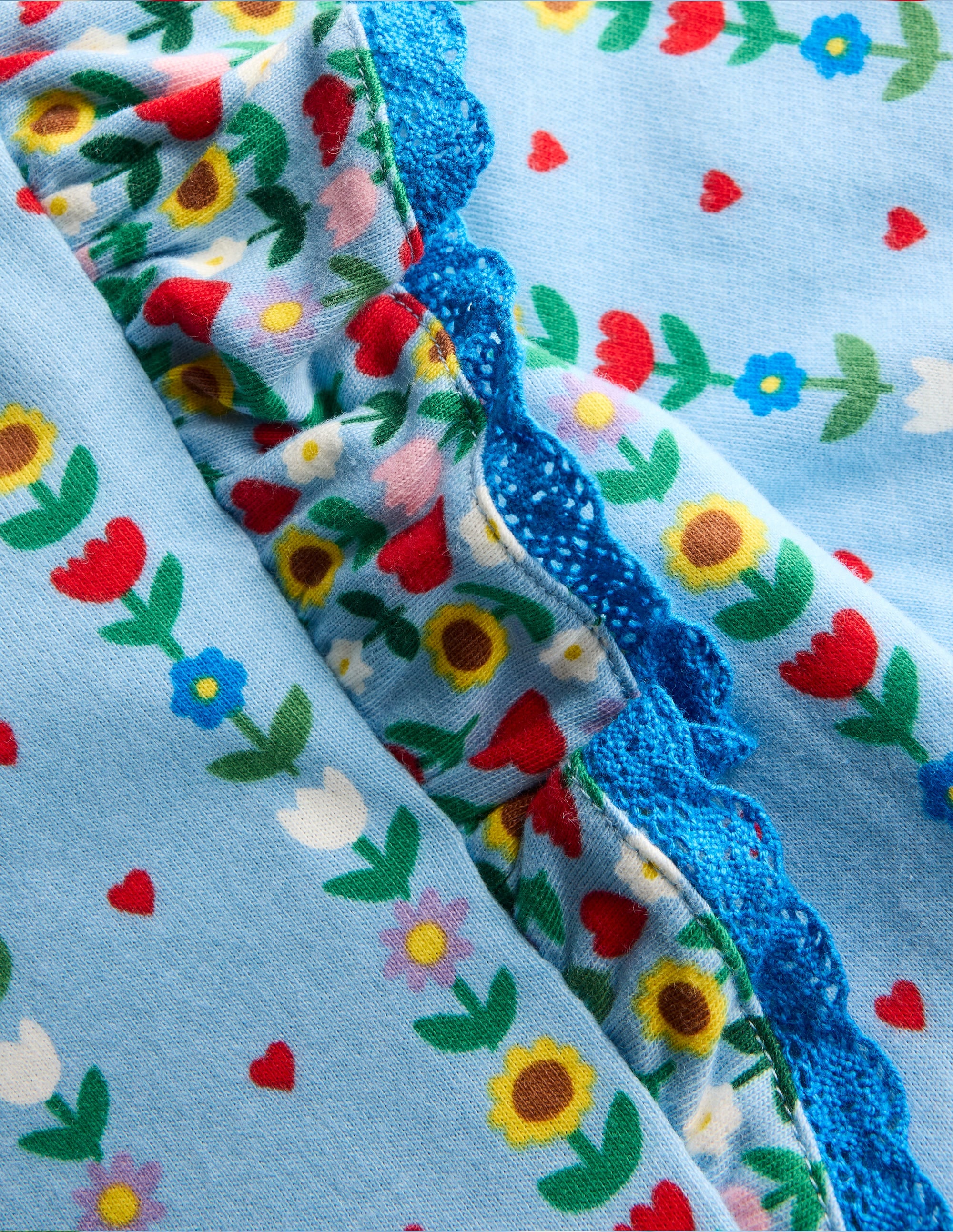Long Sleeve Ruffle Dress-Glacier Blue Garden Stripe - Image 3