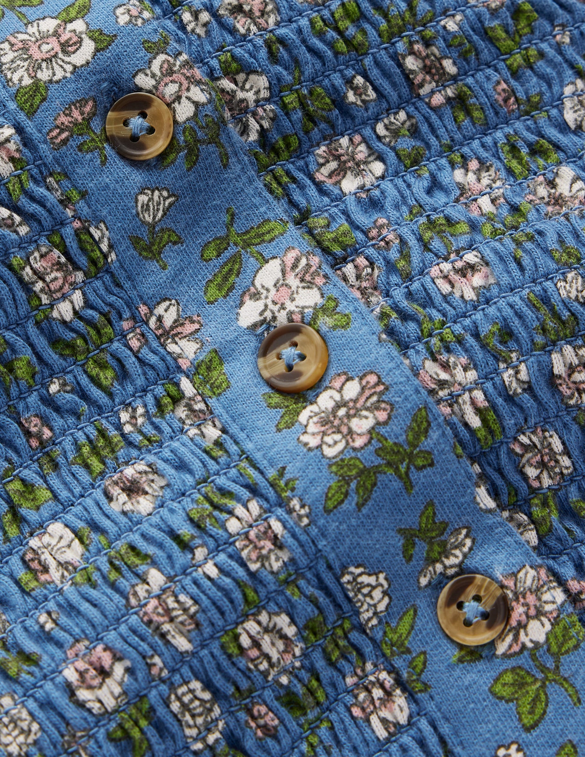 Shirred Bodice Jersey Dress-Bluejay Garden Flower-3