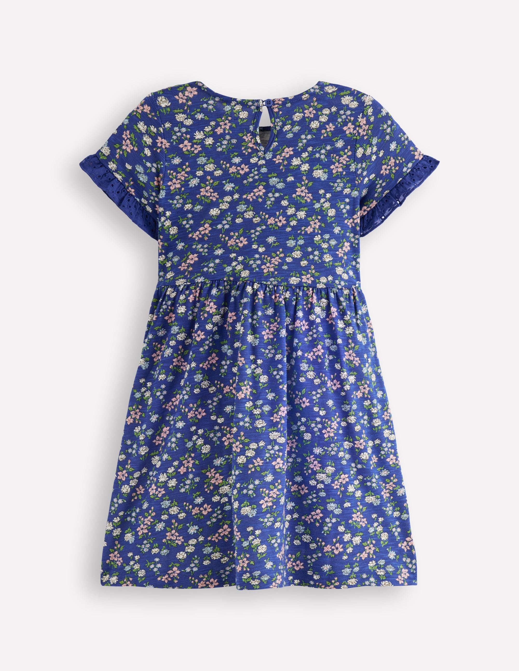 Broderie Pocket Jersey Dress-Sapphire Blue Meadow Floral - Image 2