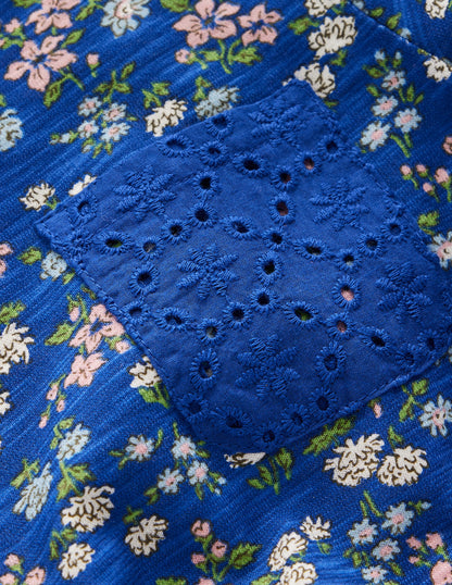 Broderie Pocket Jersey Dress-Sapphire Blue Meadow Floral-3