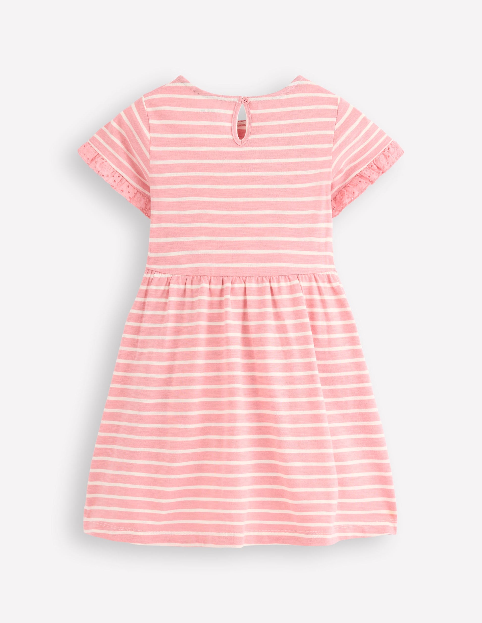 Broderie Pocket Jersey Dress-Almond Pink Stripe-2