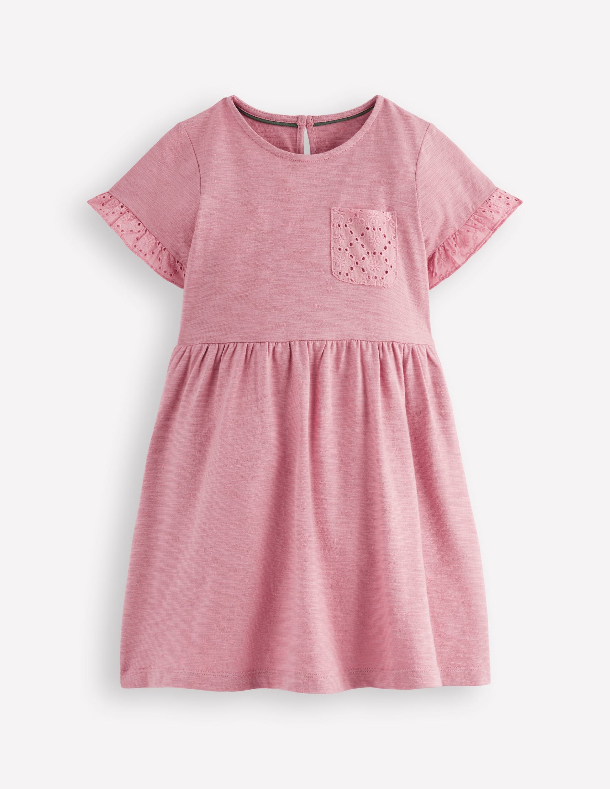 Broderie Pocket Jersey Dress-Pink Haze-1