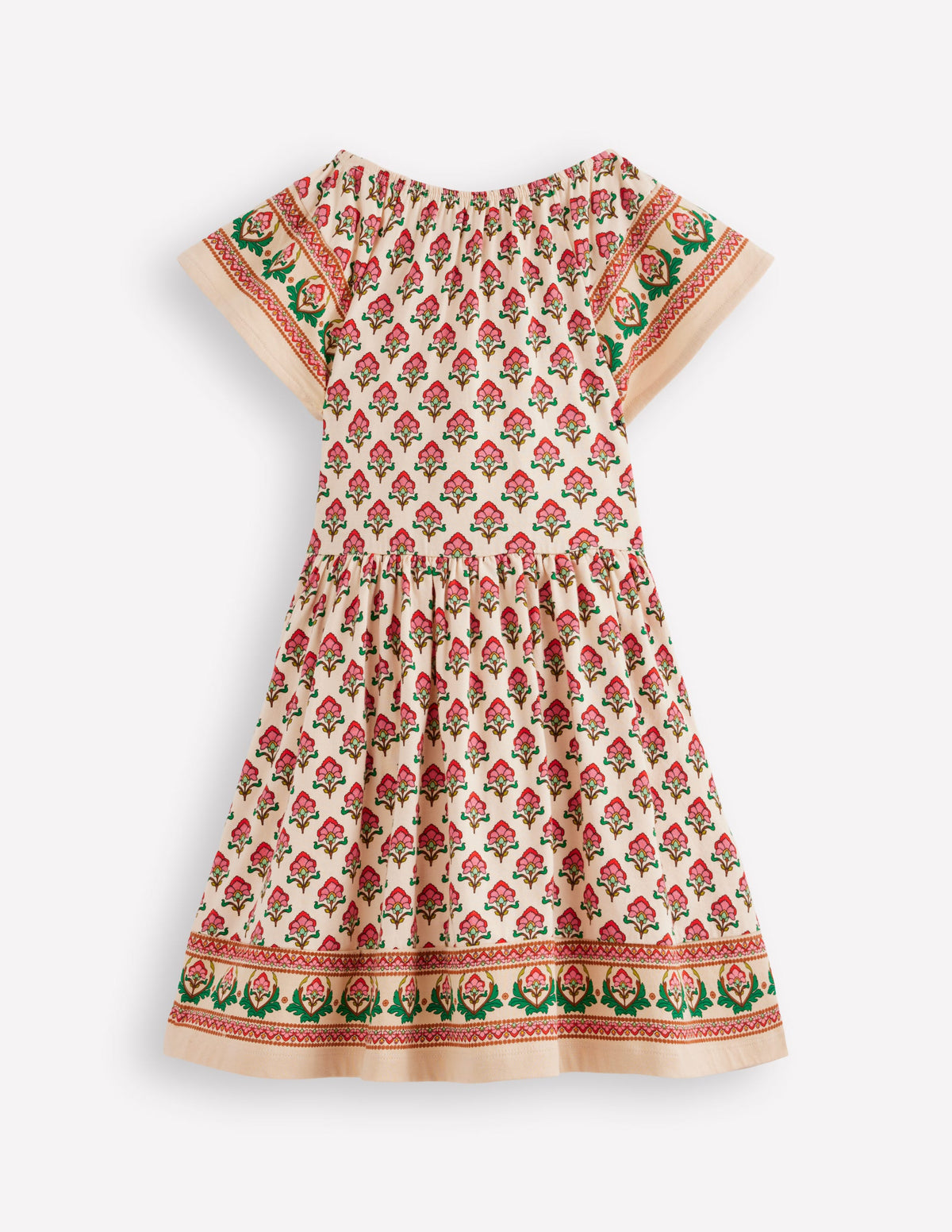 Flutter Sleeve Twirly Dress-Multi Woodblock Floral - Image 3