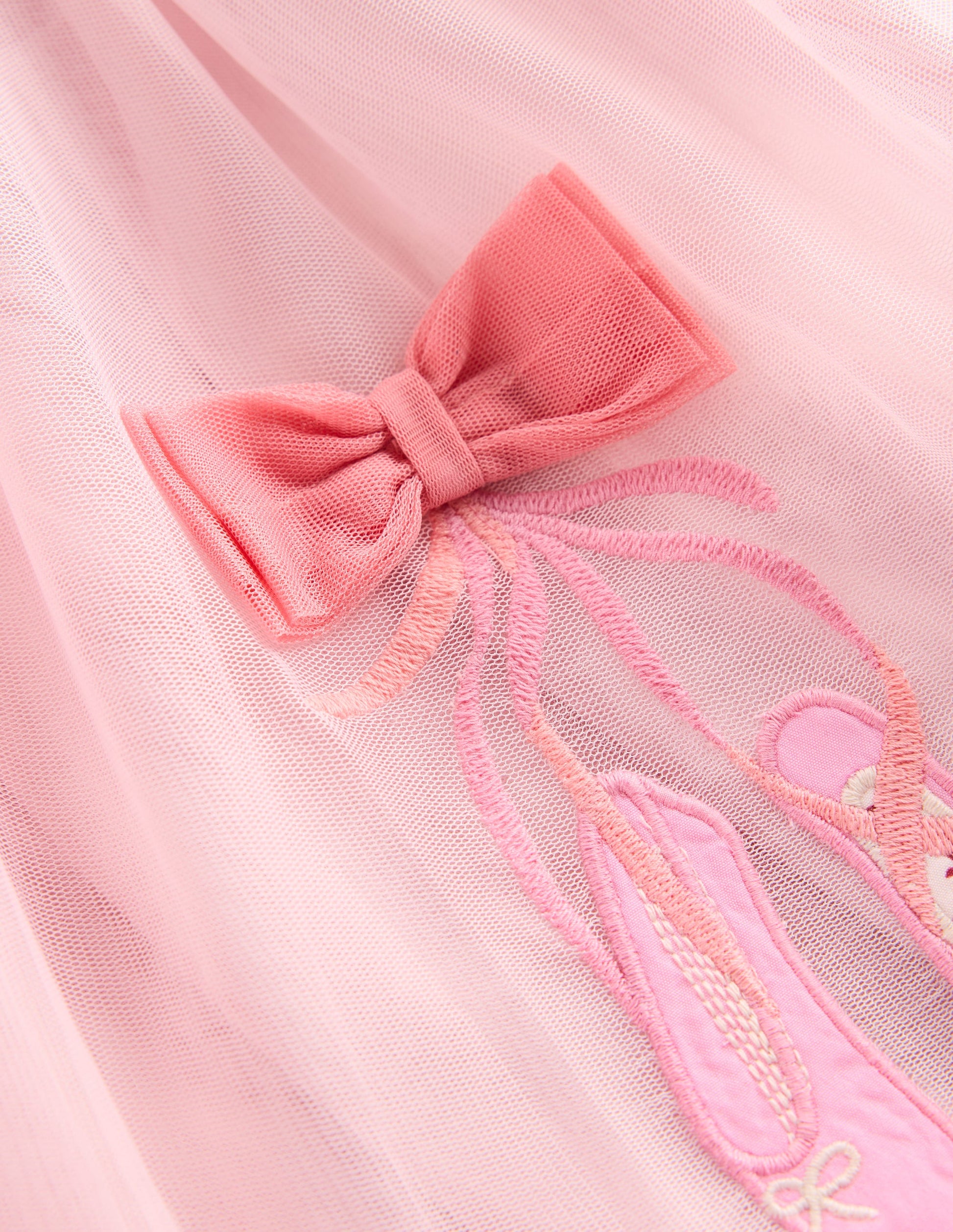 Short Sleeve Logo Tulle Dress-French Pink Ballet Shoes-4