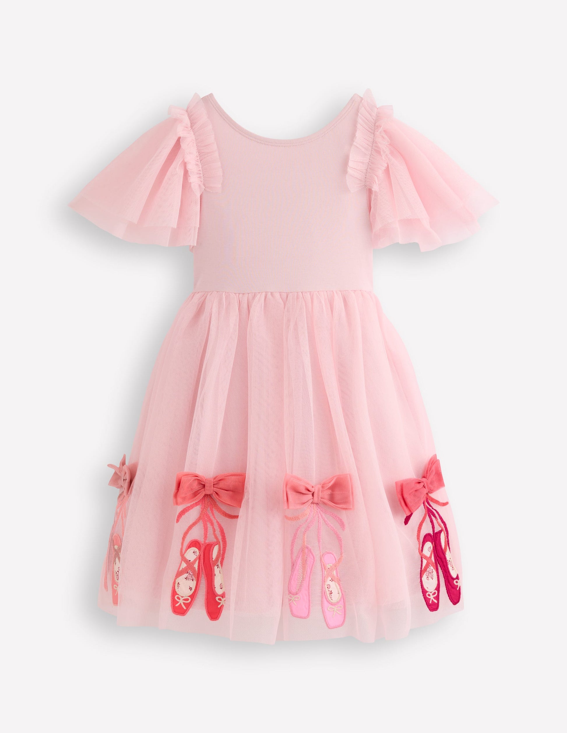 Short Sleeve Logo Tulle Dress-French Pink Ballet Shoes-2