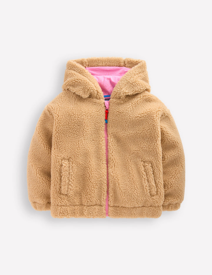 Relaxed Borg Zip-through-Love Applique Borg