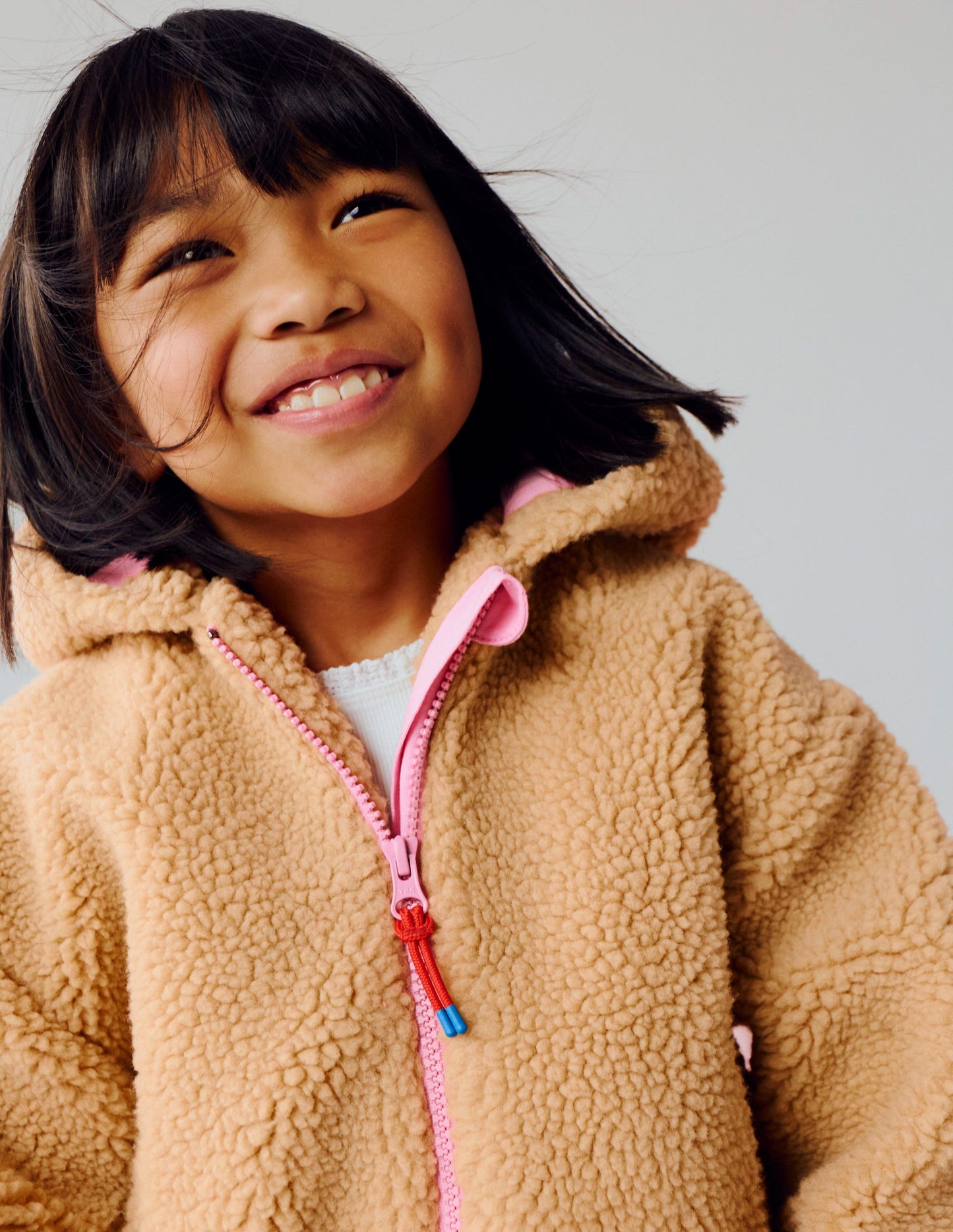 Relaxed Borg Zip-through-Love Applique Borg