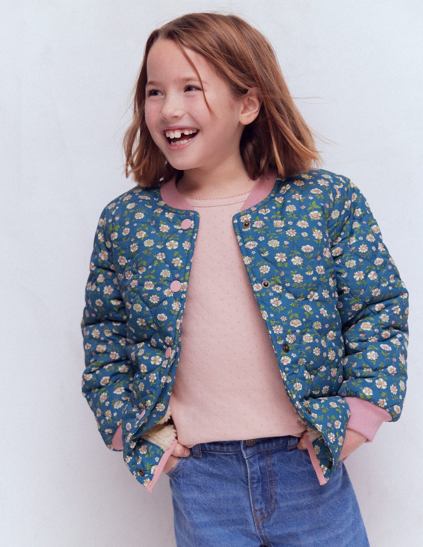 Fun Bomber Jacket-Borg Blue Floral